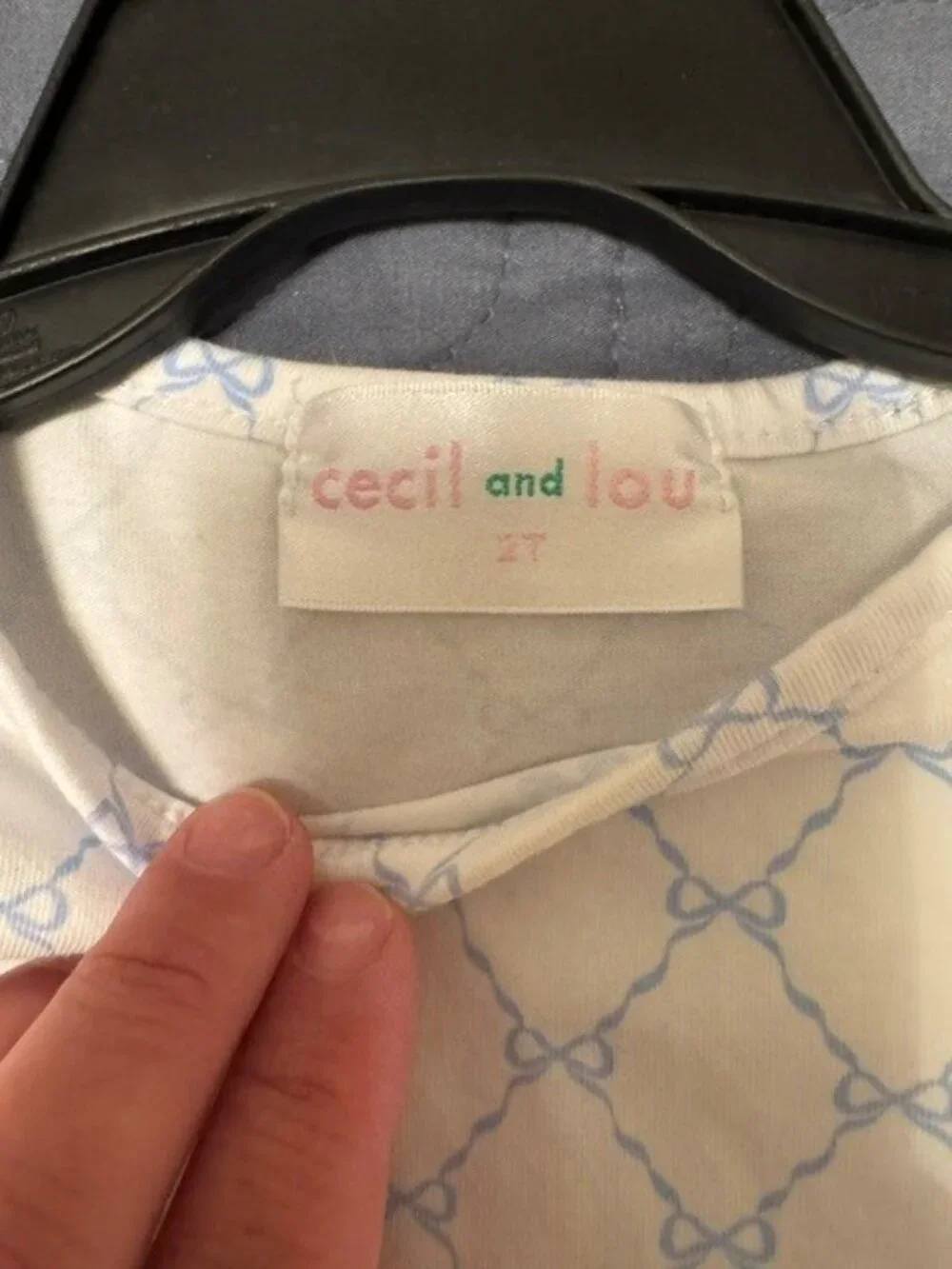 LITTLE GIRLS CECIL & LOU WHITE/BLUE BUBBLE SOFT COTTON SIZE 2T
